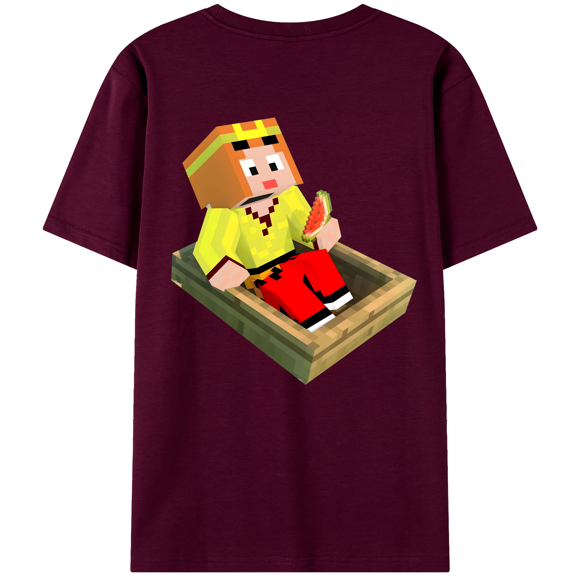 （画像用） マインクラフト ブロックの世界 Minecraft MC Block world レディース半袖Tシャツ(バックプリント)